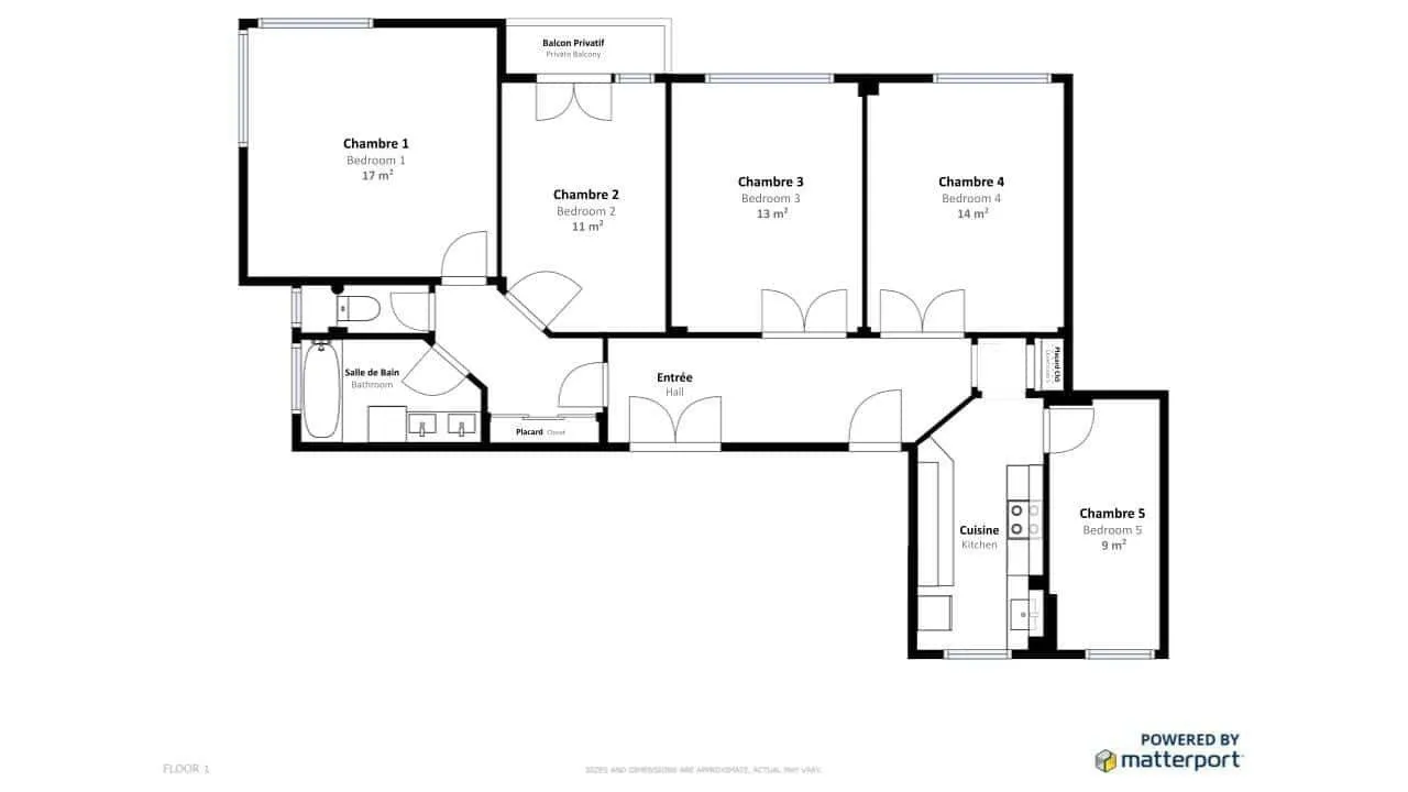 Plan de l'appartement en colocation