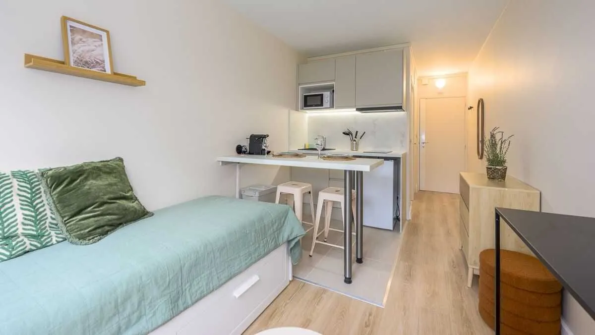 Espace nuit et kitchenette du studio