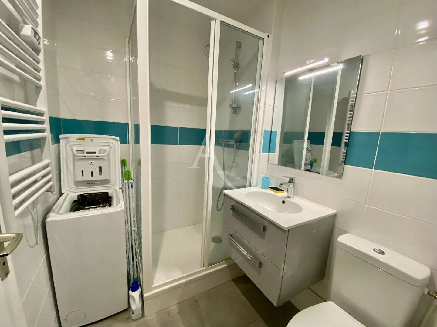 Salle d'eau avec vasque et douche