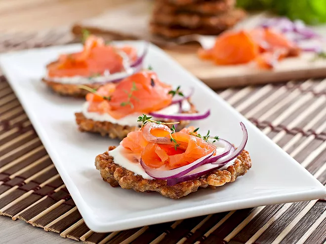 Revisited Blinis with Buckwheat and Smoked Salmon