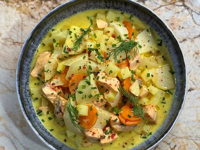 Salmon-Blanquette-with-Vegetables-and-Poulette-Sauce