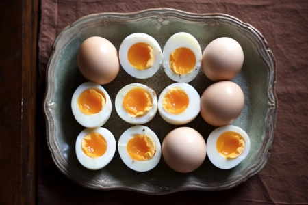 "fresh eggs in a bowl," "boiled eggs on a plate," "healthy breakfast with eggs"